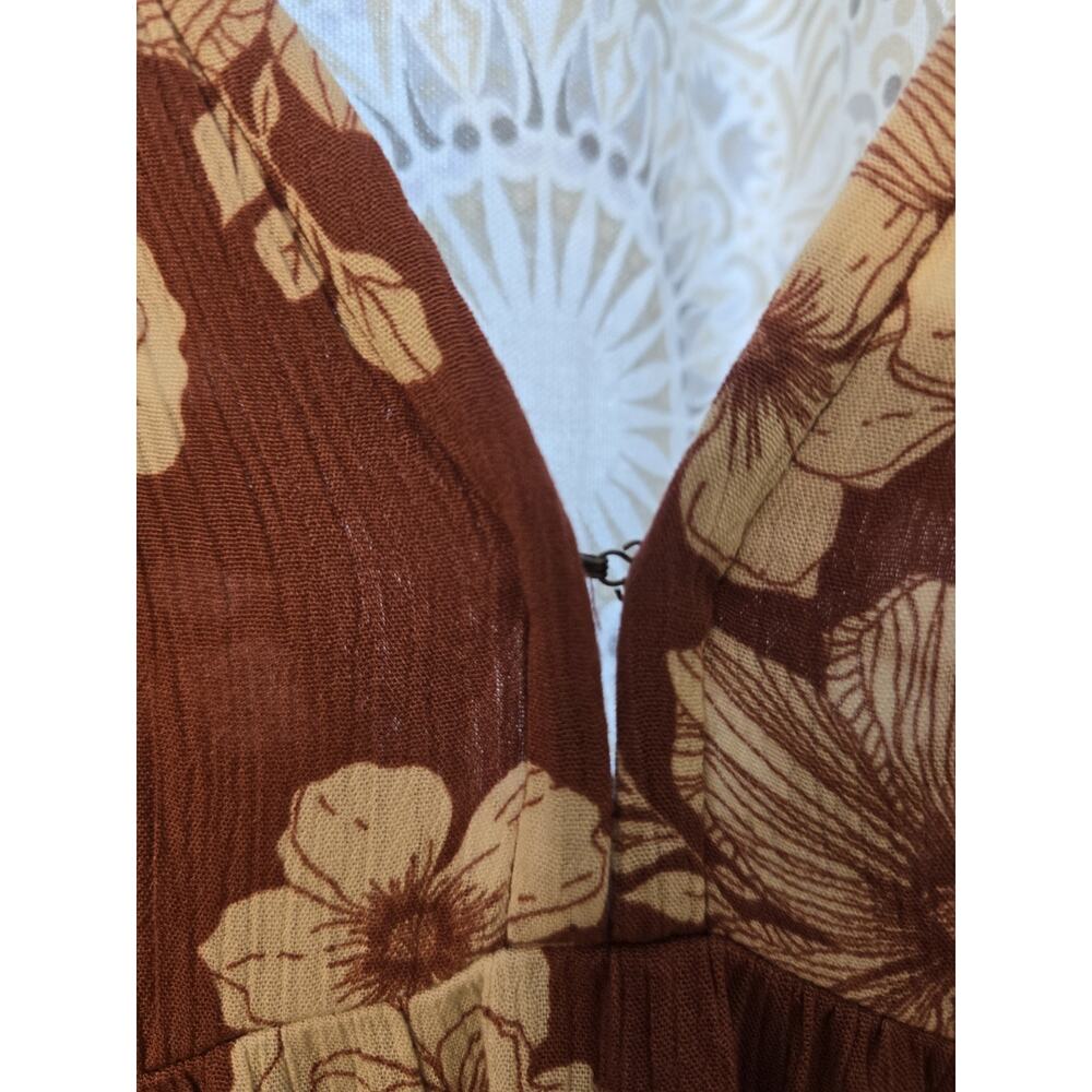 Abercrombie & Fitch Floral Maxi Tie Strap Dress Small Brown Open Back Tiered A&F - Picture 5 of 13